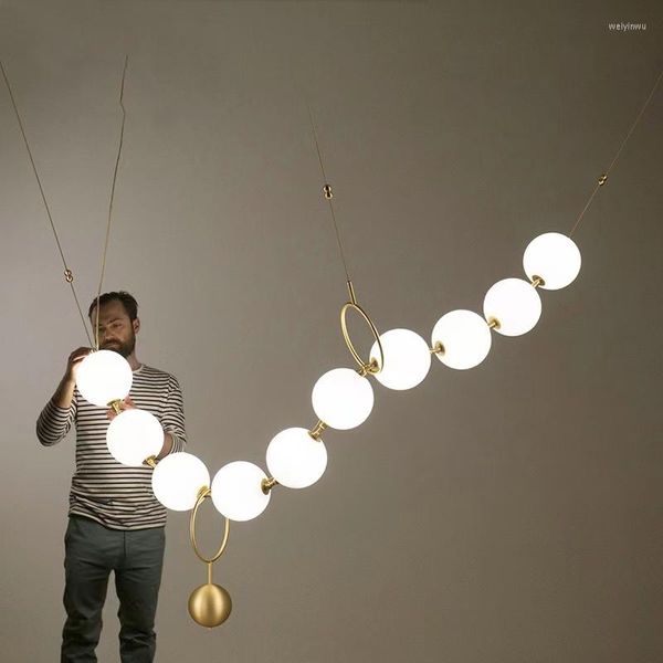 Candelabros Collar creativo Diseño Restaurante Hall Luces LED Posmoderno Loft Bola de cristal Lámpara colgante Decro Suspensión Accesorios de luz