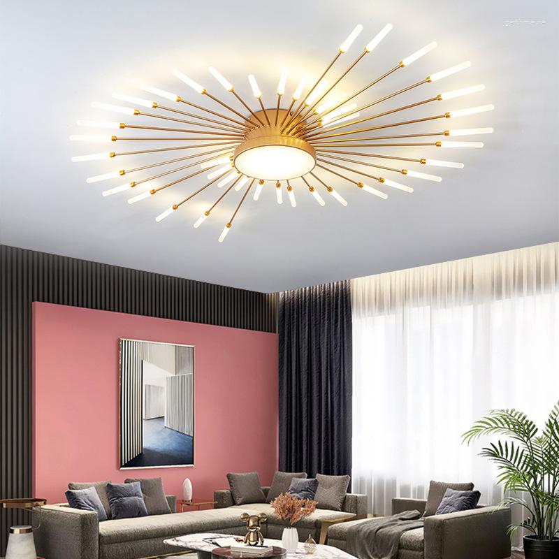 Lustres criativos nórdicos led lustre de fogos de artifício para sala de estar quarto moderno luzes de teto lâmpada agradável para casa deco