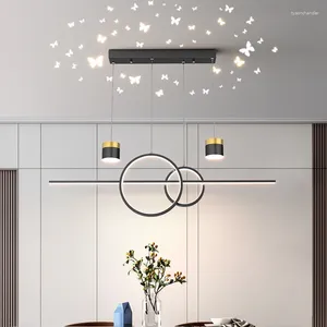 Kroonluchters Creatieve Projectie Moderne Kroonluchter Voor Eetkamer Bed Keuken Hangend Zwart/Goud Nordic Led