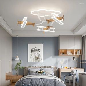 Lustres en bois créatif avion lampes de lustre protection oculaire