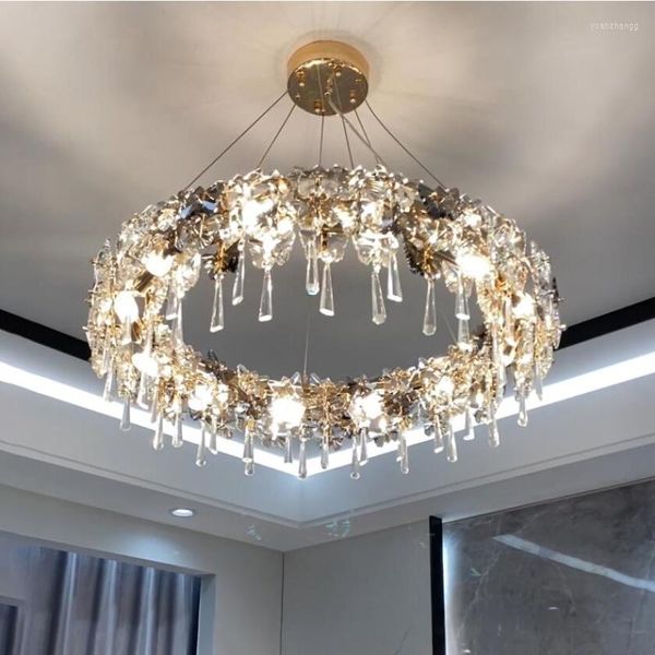 Lustres cristal papillon luxe salon Villa éclairage mariage décorations île luminaire