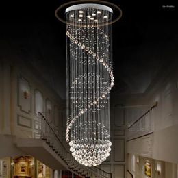 Lustres cristal lustre moderne spectaculaire LED Spiral balle Raindrop K9 plafonnier luminaire salon El Corridor Foyer