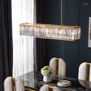 Lustres lustre en cristal nordique moderne Simple cuivre Long Restaurant île décoration éclairage 110v 220v