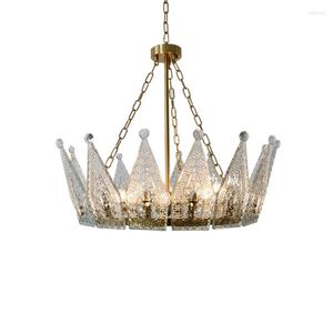 Kroonluchters Kristallen kroon Vintage glazen lampen Woonkamer Studeerkamer Eetkamerlampen Luxe Italiaanse ronde hangende decorarmaturen