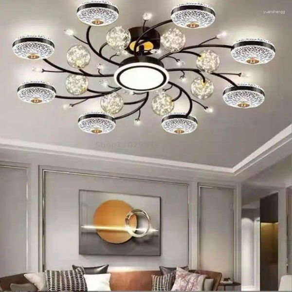 Lustres Cristal Salon Plafonnier Moderne Intelligent LED Lustre Gexing Chambre Restaurant Appartement Lampes Décoratives D'intérieur