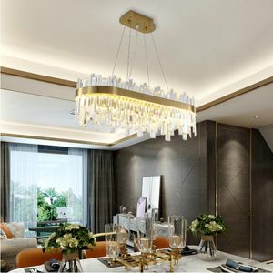 Kroonluchters kristal woonkamer kroonluchter Noordse moderne luxe slaapkamer restaurant decoratief licht rechthoek LED