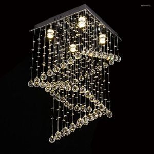 Kroonluchters Crystal Luxe vierkant LED -verlichting Moderne Home Decoratie Big Hanging Lamp voor woonkamer Restaurant Villa Trappen