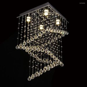 Lustres Cristal Luxe Carré LED Éclairage Moderne Décoration De La Maison Grande Lampe Suspendue Pour Salon Restaurant Villa Escaliers