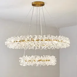 Lustres cristal nordique luxe pendentif éclairage moderne rond plafond lustre lampe pour salon chambre suspendu