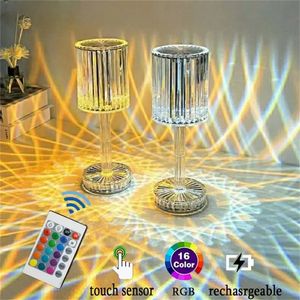 Candelabros Lámpara de mesa de cristal Control remoto táctil Lámpara de noche de acrílico Lámpara de noche recargable Lámpara de noche LED Luces de habitación Decoración del hogar