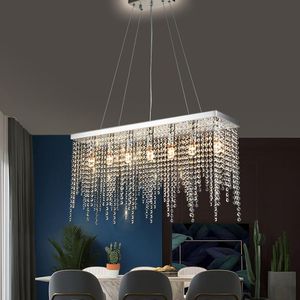 Lustres Personnalisé Glands Rectangulaires Cristal Plafond Lustre Pendentif Lumières Salle À Manger Cuisine Île De Luxe LED Éclairage Décor