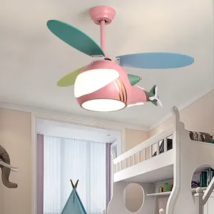 Kroonluchters Leuke en creatieve helikopter LED-plafondlamp Fan kroonluchter voor jongens meisjes in hun slaapkamer kinderkamer decoratie
