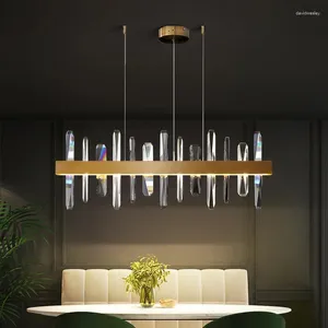 Lustres CX211ef Crystal Chandelier pour salle à manger rectangle lampe de cuisine en or LED DÉCOR INDOR
