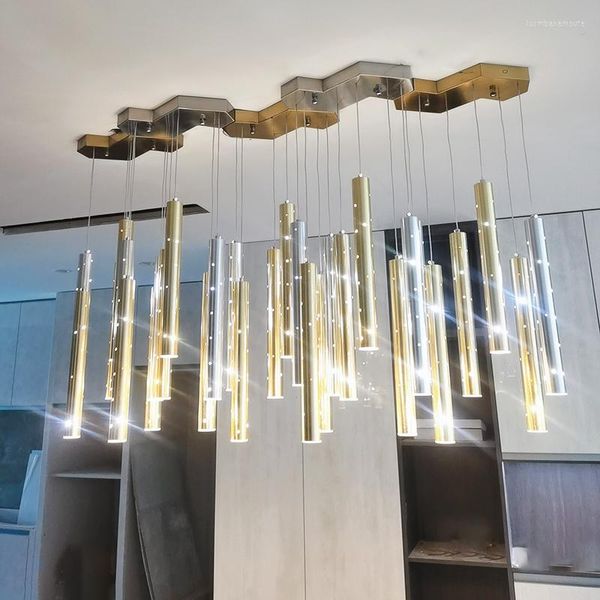 Candelabros cilíndricos para comedor, candelabro nórdico de oro y plata, combinación moderna, luz de lujo, decoración del hogar