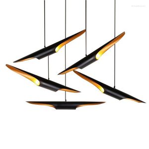 Lustres Delightfull Coltrane Moderne Loft LED Lustre Lampe Conduit De Lumière Tube Or Noir Aile E27 Plafond Suspendu