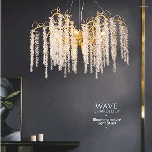 Chandeliers Design Crystal Chandelier Art Strip Branch Lamp Morden Nordic Ceiling Hanging Chandleirs Home Decor Luster Lighting