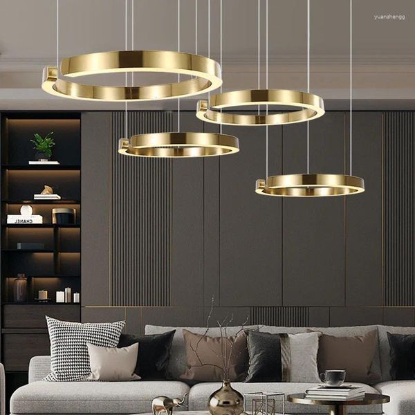 Lustres de créateurs anneaux suspendus dimmables pour table salle à manger de cuisine îlot de cuisine plafond lustre décor de la maison