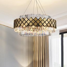Kroonluchters Designer Style Crystal Chandelier Round Round Living Room Dining Slaapkamer Lamp Creatieve luxe Huisverlichting Roestvrij staal