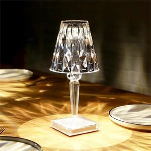 Lustres Lampe de table en cristal de diamant avec lampes de table de chevet d'ambiance LED rechargeables par USB avec télécommande pour chambre à coucher, salon