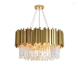 Lustres Dimmable LED Postmoderne Or Cristal Desinger Lustre Éclairage Suspension Luminaire Lampen Lustre Pour Salle À Manger Foyer