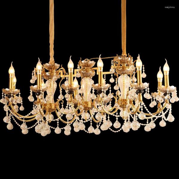 Lustres DINGFAN Français De Luxe En Laiton Lustre Intérieur El Villa Île Décoration Led Cristal