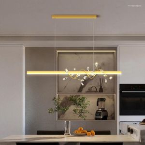 Lustres Lampe de salle à manger Lampes en cristal minimalistes modernes Thé doré Lustre de style nordique