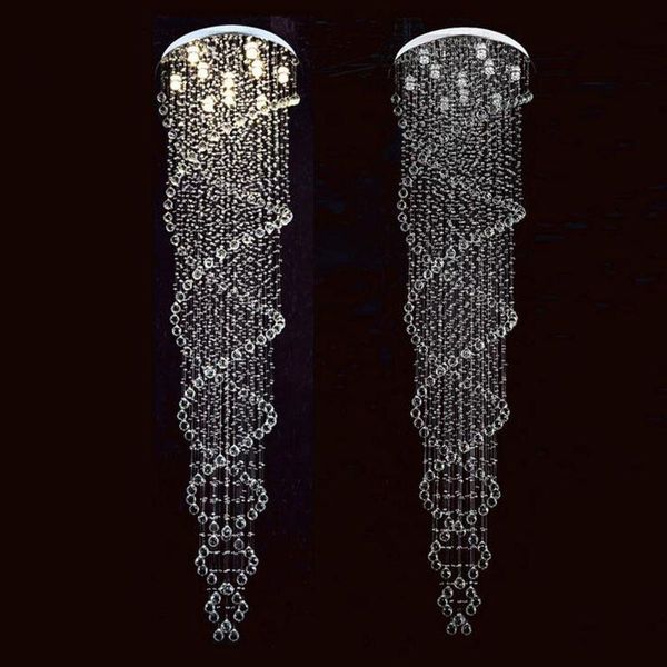 Lustres Double Helix Moderne LED K9 Cristal Lampe Escaliers Lumières Lustre Éclairage Pour Salon AC110-240VChandeliers