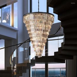 Kroonluchters duplex gebouw villa kristal kroonluchter Amerikaanse woonkamer lamp loft luxe zaal moderne eenvoudige decoratieve verlichting