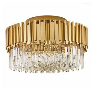 Lustres E14 LED Postmodern Silver Golden en acier inoxydable Crystal d'éclairage lustre Suspension Luminaire Luminaire pour le foyer