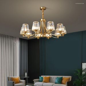 Kroonluchters E27 leidde retro vintage Amerikaans koper kristal kroonluchter eetkamer woonkamer verlichting