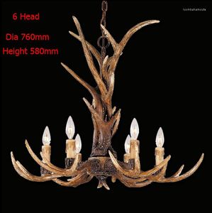 Kroonluchters Europa Land 6 Hoofd Kaarslicht Antler Kroonluchter AMERIKAANSE RETRO REER DEER HORN LAMPS Home Decoratie Verlichting E14 110-240V