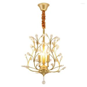 Kroonluchters Europa Vintage 4 takken kristallen verlichting Zwart gouden boerderij plafond hanglamp voor woonkamer slaapkamer