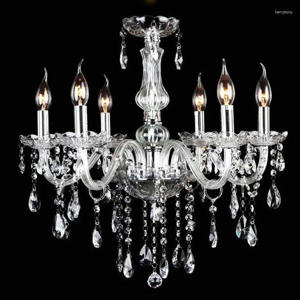 Candeliers European Classic 6 lámpara K9 Modern Crystal Chandelier Brazo de la sala de estar Decoración del hogar E14/E12 Accesorios de iluminación