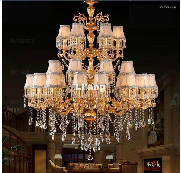 Candelabros Europeo Dorado D108cm 30L Venta al por mayor Modern Clear K9 Crystal Chandelier E14 LED D