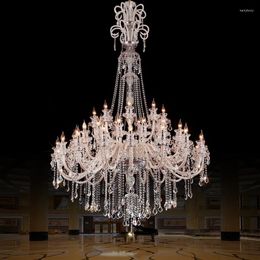 Kroonluchters Europese woonkamer grote luxe kristal lange kroonluchter trap hall gebouw villa lamp moderne kaarslampen
