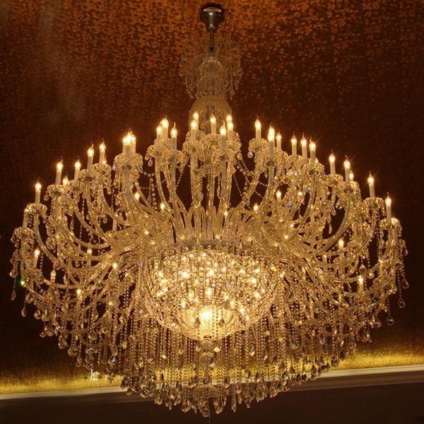 Lustres Style Européen Cristal Salon Duplex Couche Atmosphère De Luxe Simple Villa El Candle Lights Hall Lampe Suspendue