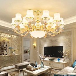 Lustres de style européen salon lustre villa moderne simple en alliage de zinc lampe en cristal LED salle à manger paquet de ménage