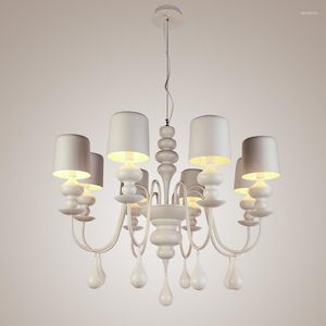Lustres Style européen personnalité moderne salon salle à manger chambre éclairage lustre fer lampes blanches