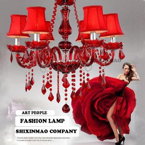 Lustres usine directe de luxe rouge Style européen salon lampe en cristal décoration salle à manger/chambre/salon