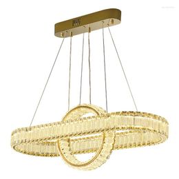 Lustres Fantaisie Led Anneau Lumières Lustre En Cristal Décor À La Maison Luminaire Vintage Pendentif Lampes Lustres Modernes Lampara Pour Salon Villa