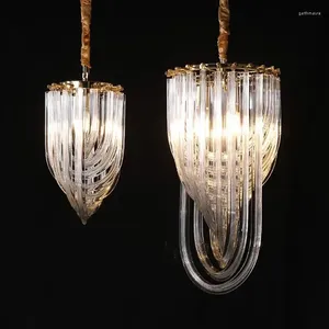 Lustres mode luxury lustre de restauration américaine LED lampe suspendue nordique en métal or e14 support art en verre tube
