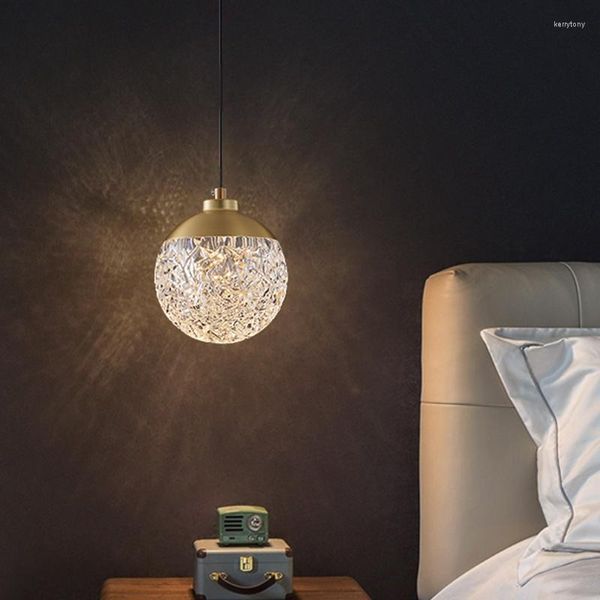 Lustres FKL moderne cuivre chevet lustre texturé abat-jour lumière dorée luxe salon fond mur chambre