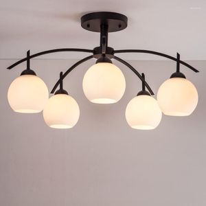 Kroonluchters spoelt Mount Led moderne prijzen voor Ving Room Wedding Decoratie Huisverlichting Zwart smeedijzeren glazen lampenkap