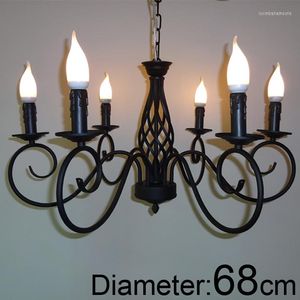 Kroonluchters voor Foyer Dining Room 6 ARM MODERNE VINTGESS KLASSIEK KLASSISCH MET GROTE GROTE GROTE SIZE ZWART KRAPELIER LICHT