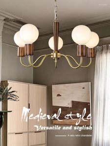 Lustres du design français classique médiéval magie haricot lustre lustre LED e27 noix cuivre suspendu lampe à la lampe / salle à manger