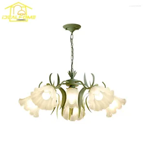 Lustres du design français pastoral rial fleurs fleurs d'éclairage de lustre LED E27 décoration intérieure vivante / salle à manger / salle de princesse chambre à coucher