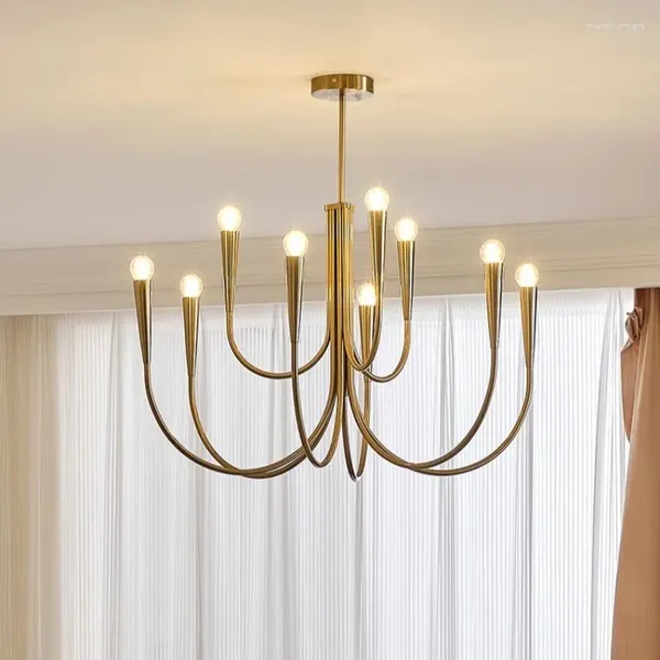 Lustres français luxe salon rétro design bougie pendentif LED lampes pour salle à manger chambre éclairage Suspension Luminaire