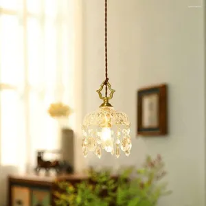 Lustres de style français finition en laiton du lustre pour lustre moderne en verre cristal suspendu lampe à la lampe réglable couloir léger