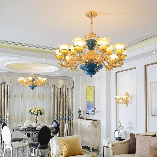 Lustres Style français cristal moderne chambre lampes de luxe El Restaurant haut-parleurs salon Led lustre éclairage