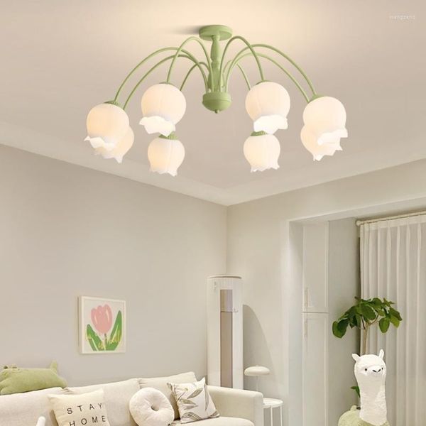 Lustres Style français chaud et romantique 8 têtes fleurs salon chambre maison décorative Led pendentif lumières